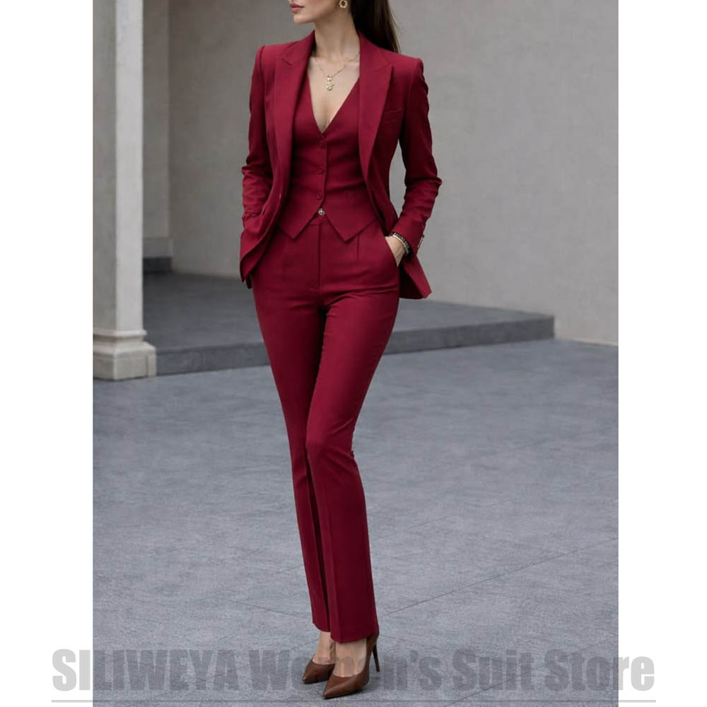 Women Formal Wear Vest - Women 3 Piece Suit Set Blazer