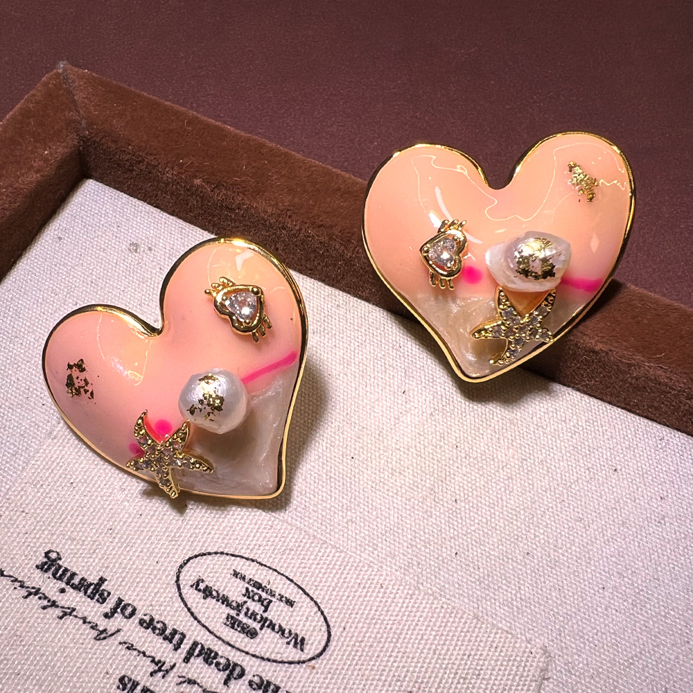 Oil painting love natural pear - đánh giá và giá Pearl Earring Stud