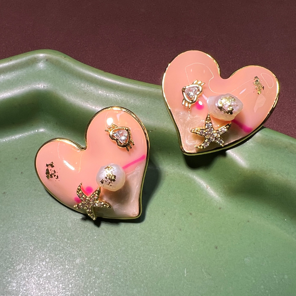 Oil painting love natural pear - đánh giá và giá Pearl Earring Stud