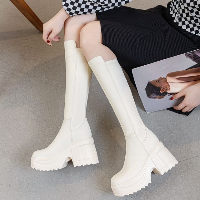 Womens Knee High Thick Sole Wi - đánh giá và giá Women Formal Wear Black