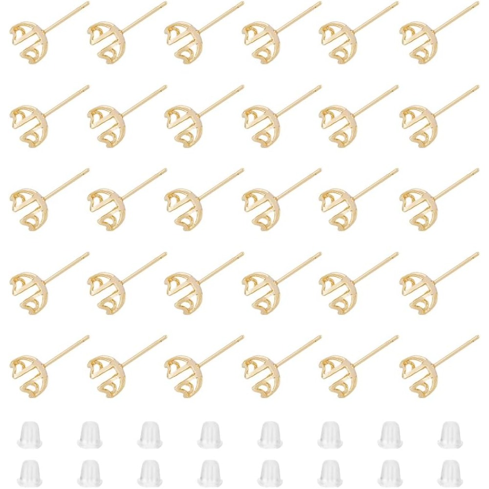 30Pcs Earring Mounting 4-Heart - đánh giá và giá Pearl Earring Stud