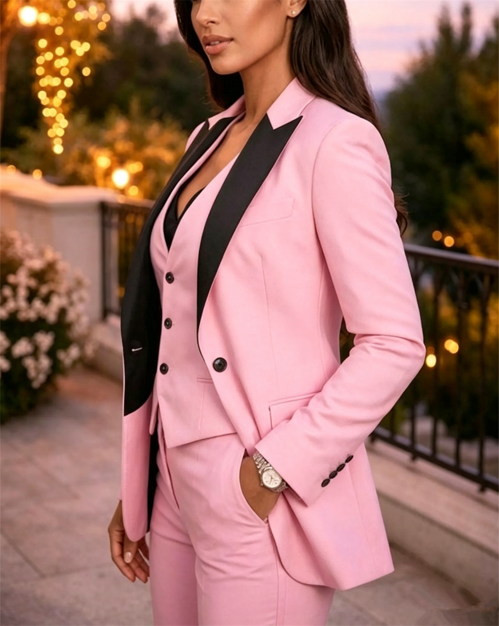 Pink Elegant Women's Suits 3 P - đánh giá và giá Women Formal Wear Vest