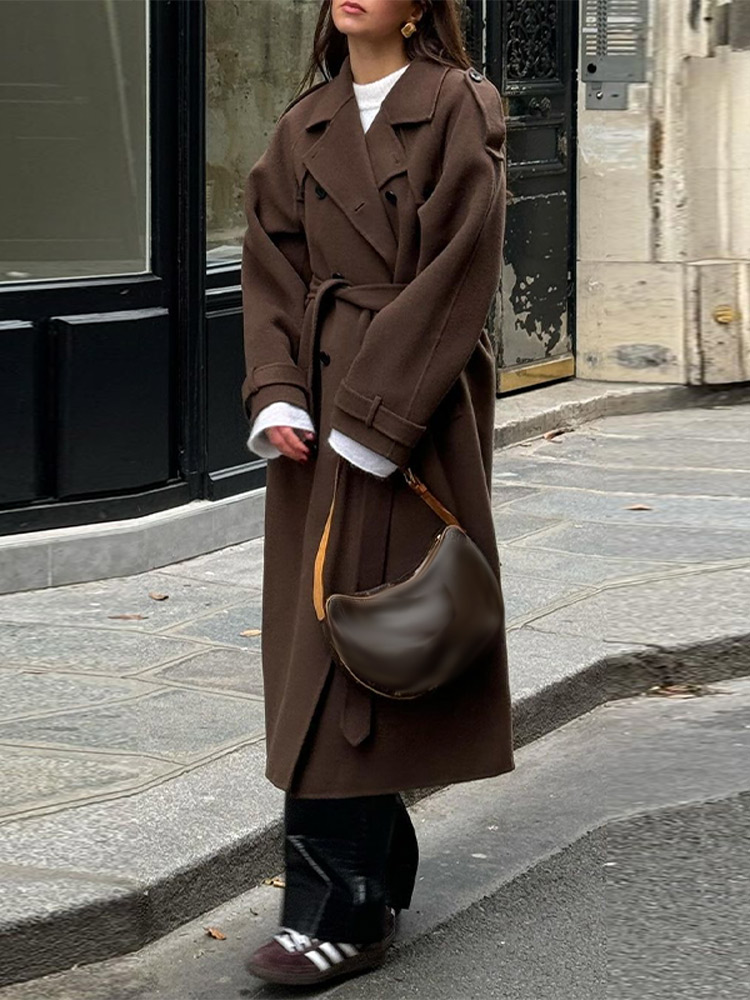 Retro Lapel Belted Woolen Over - đánh giá và giá Tailored Coat Wool