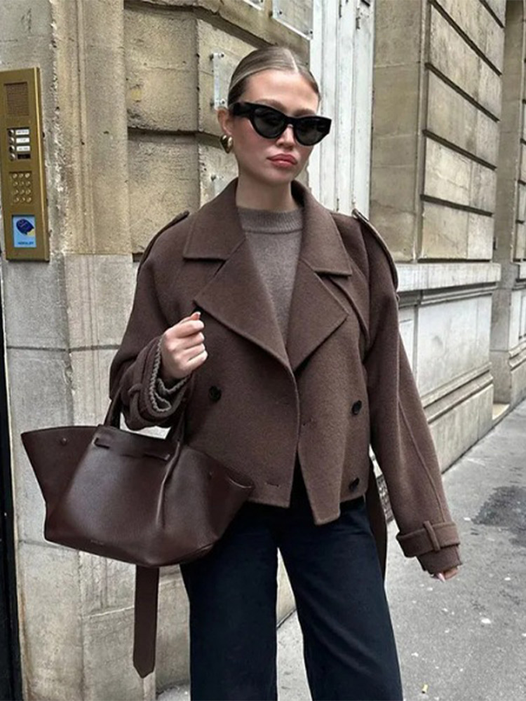Retro Lapel Belted Woolen Over - đánh giá và giá Tailored Coat Wool