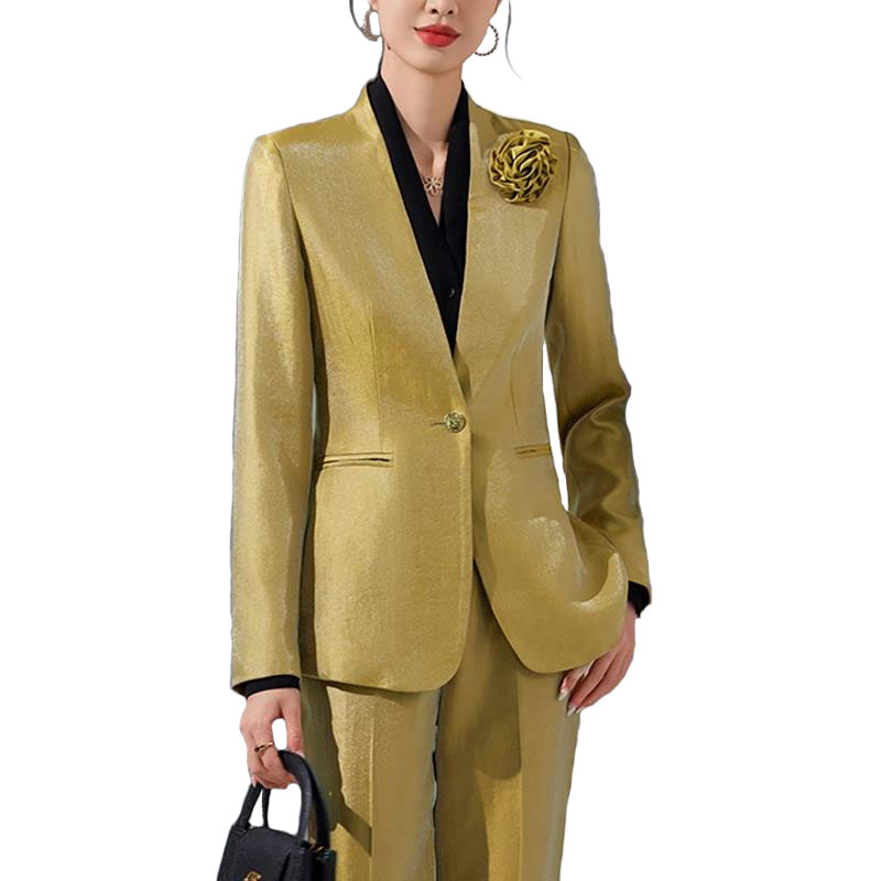 Women Blazer Pants Sets Gold A - đánh giá và giá Women'S Office Formal Wear For Ladies