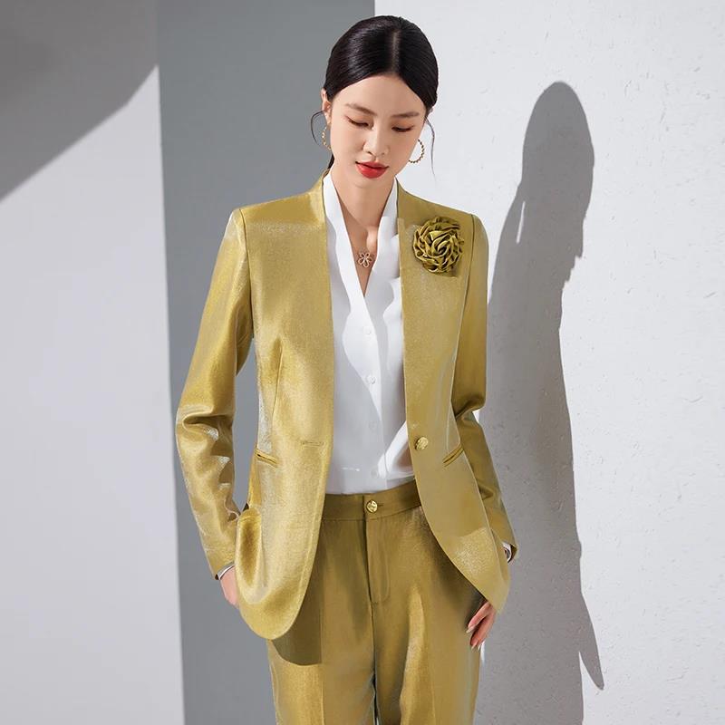 Women Blazer Pants Sets Gold A - đánh giá và giá Women'S Office Formal Wear For Ladies
