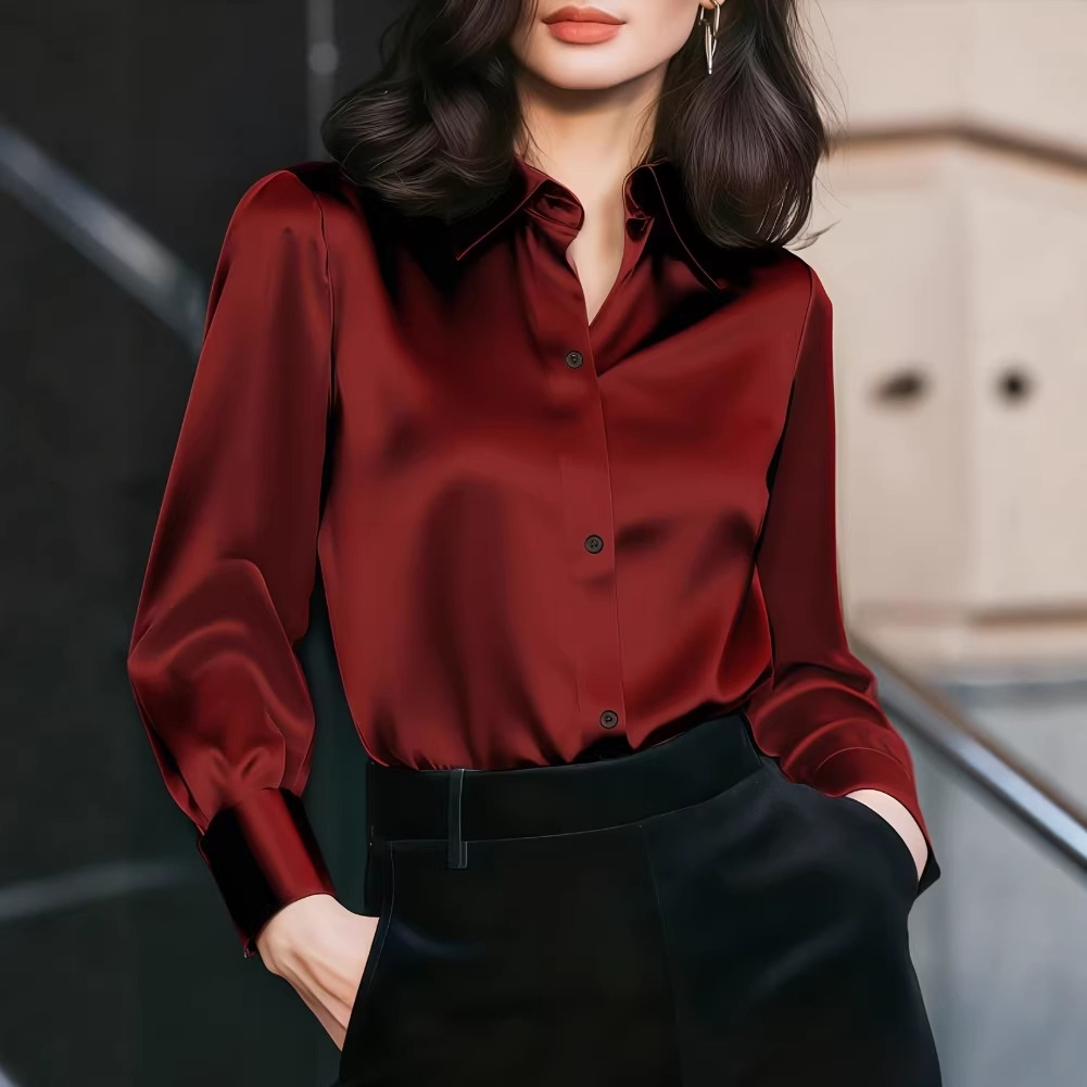 Women Satin Lapel Collar Blous - đánh giá và giá Women'S Office Formal Wear For Ladies